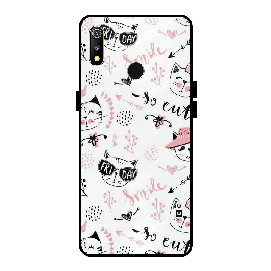 Cute Cat Swag Metal Back Case for Realme 3i