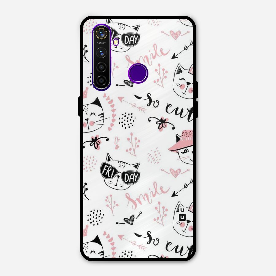 Cute Cat Swag Metal Back Case for Realme 5 Pro