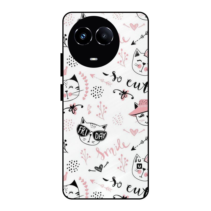 Cute Cat Swag Metal Back Case for Realme Narzo 60X
