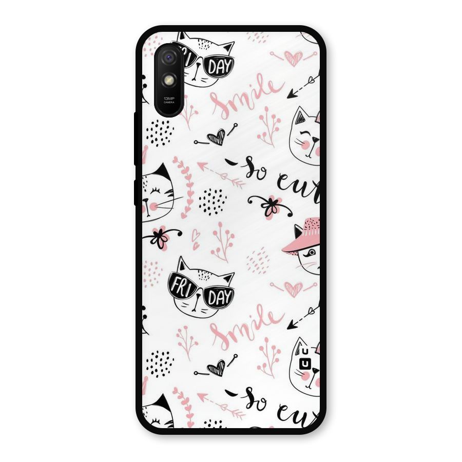 Cute Cat Swag Metal Back Case for Redmi 9i