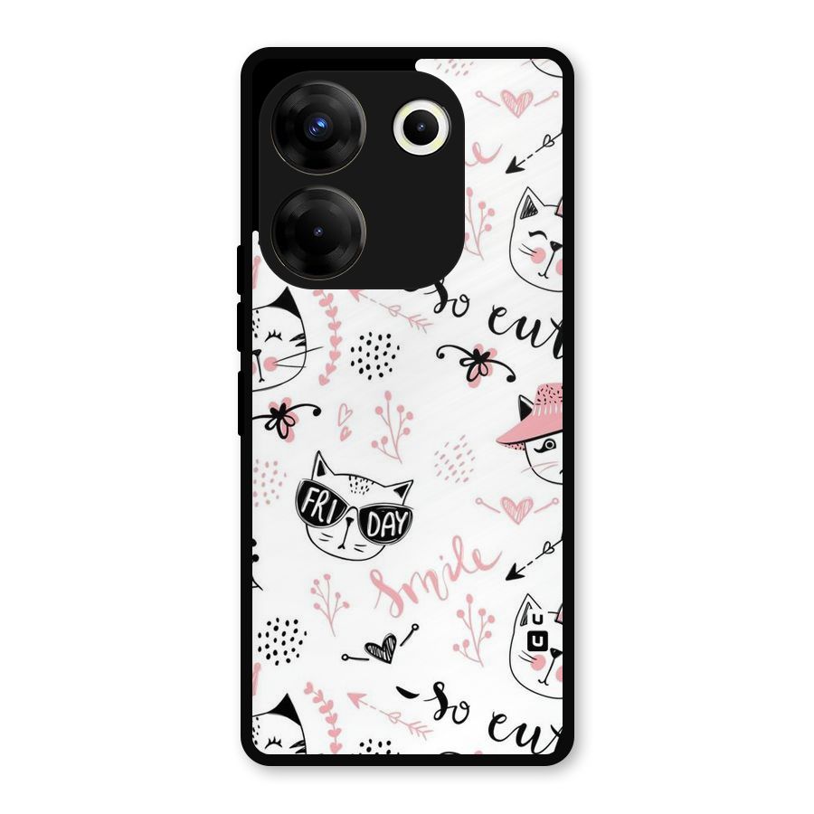 Cute Cat Swag Metal Back Case for Tecno Camon 20 Pro