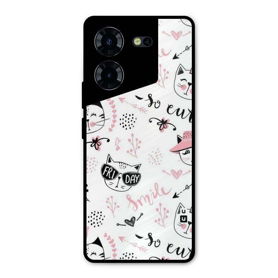 Cute Cat Swag Metal Back Case for Tecno Pova 5 Pro 5G