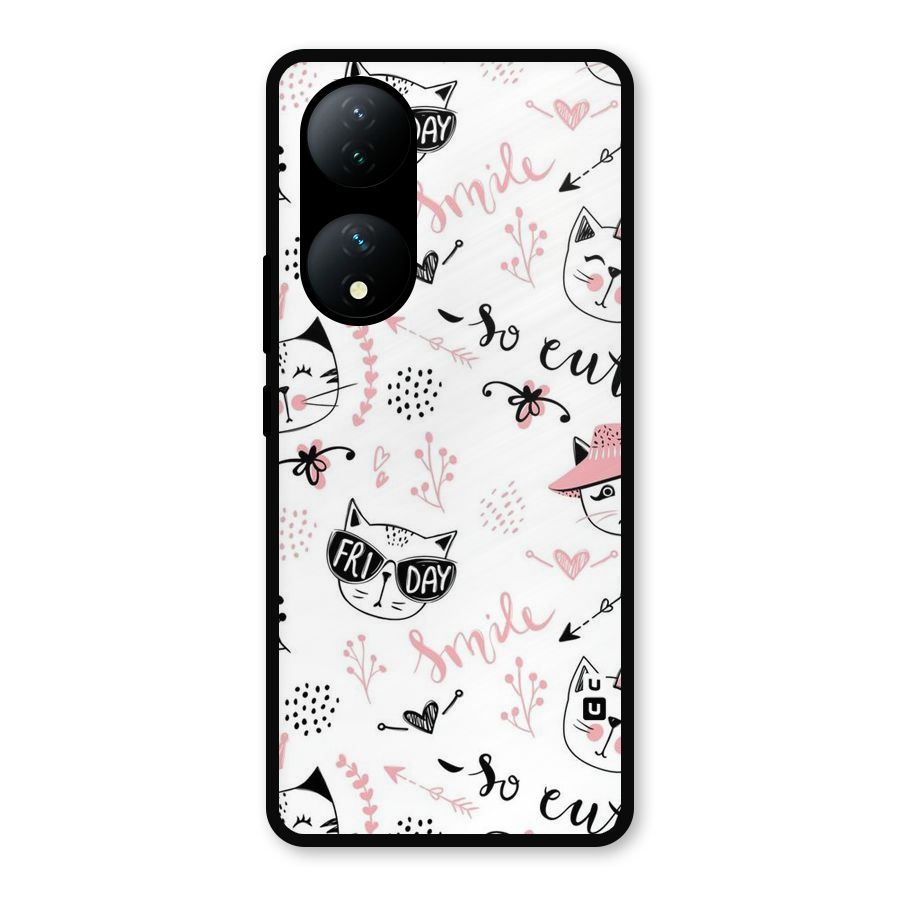 Cute Cat Swag Metal Back Case for Vivo T2