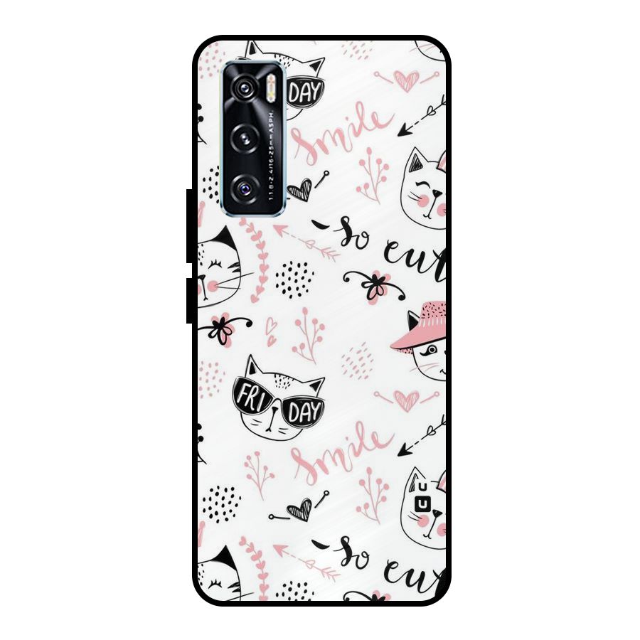 Cute Cat Swag Metal Back Case for Vivo V20 SE