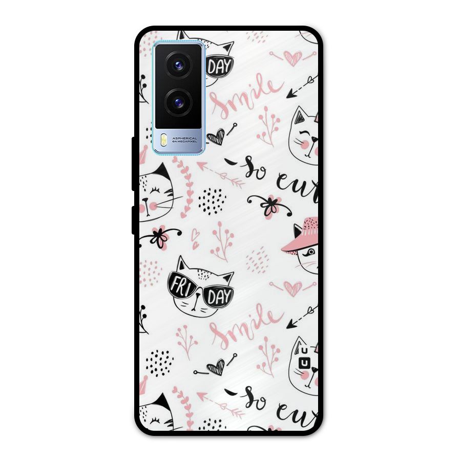 Cute Cat Swag Metal Back Case for Vivo V21e 5G