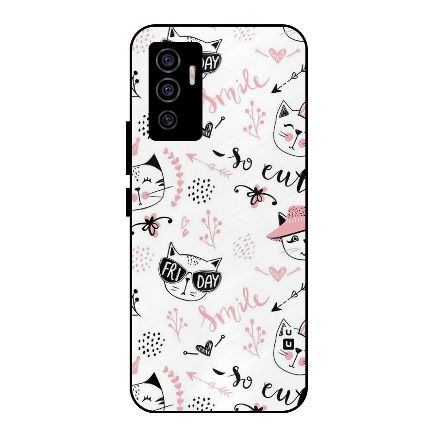 Cute Cat Swag Metal Back Case for Vivo V23e