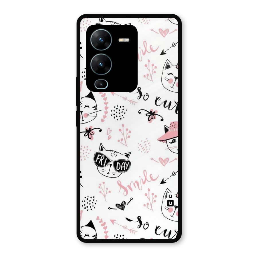 Cute Cat Swag Metal Back Case for Vivo V25 Pro