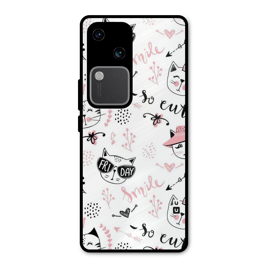 Cute Cat Swag Metal Back Case for Vivo V30