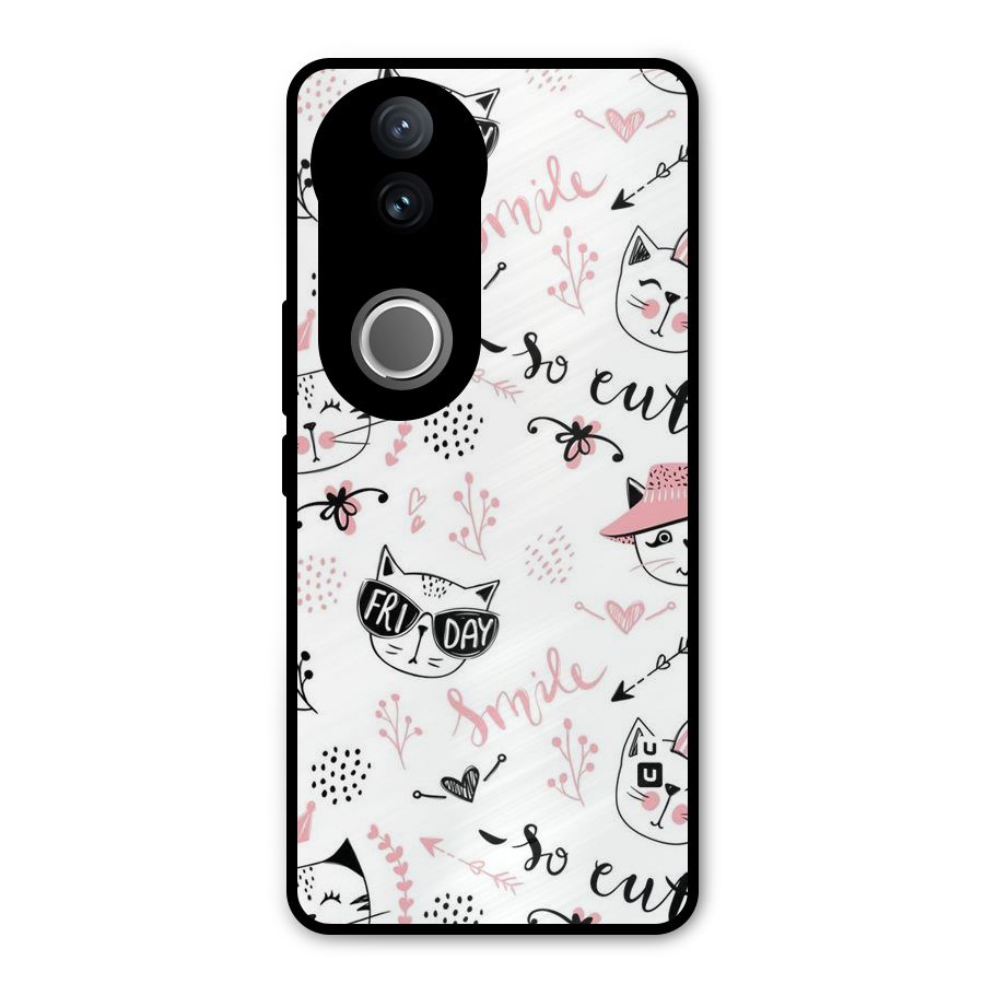 Cute Cat Swag Metal Back Case for Vivo V50