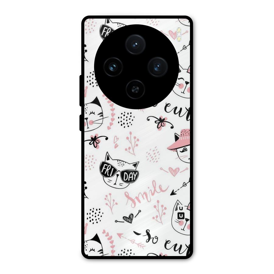 Cute Cat Swag Metal Back Case for Vivo X100