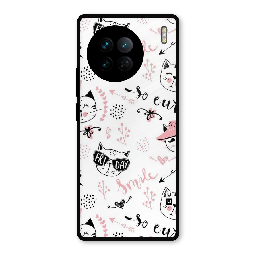 Cute Cat Swag Metal Back Case for Vivo X90