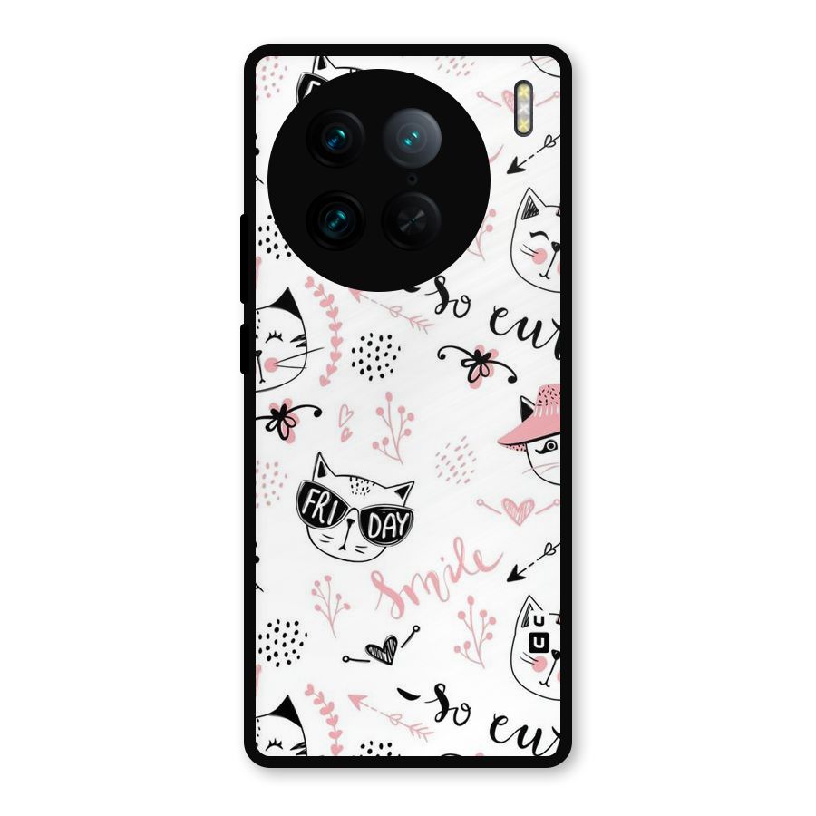 Cute Cat Swag Metal Back Case for Vivo X90 Pro