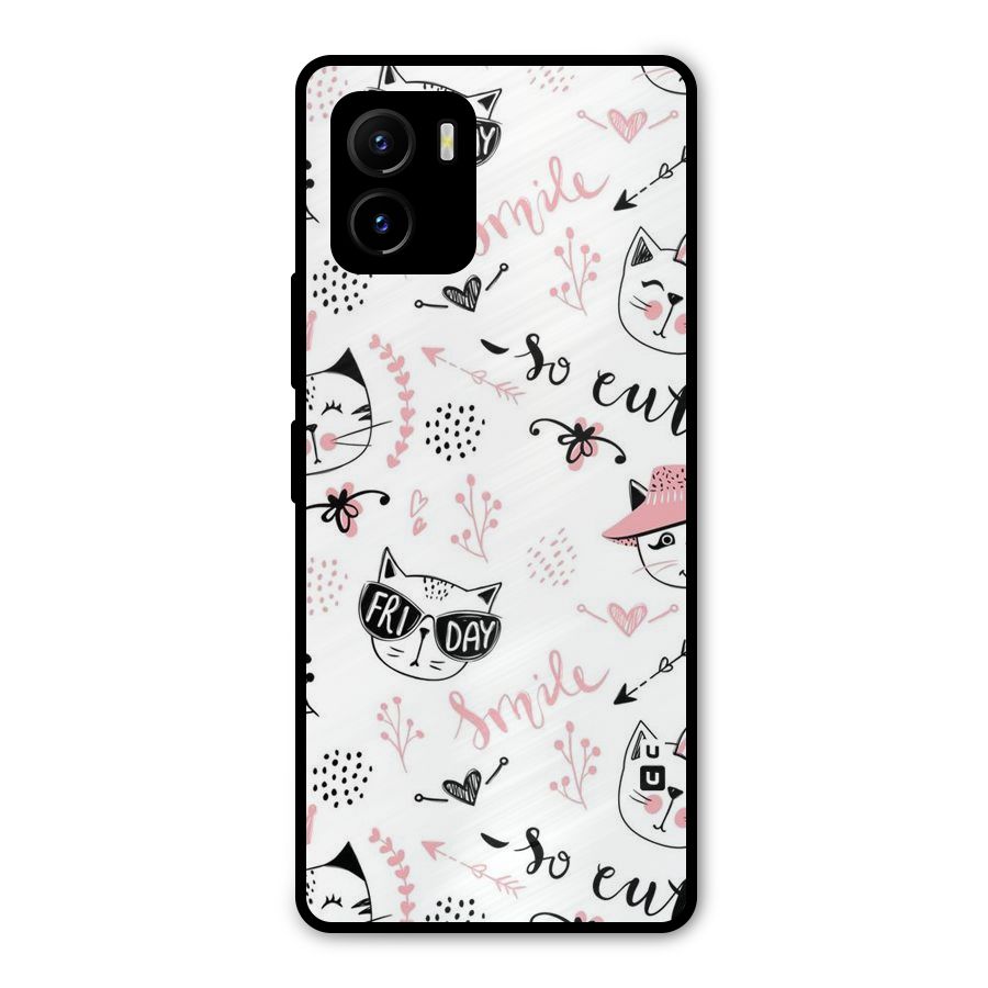 Cute Cat Swag Metal Back Case for Vivo Y15s