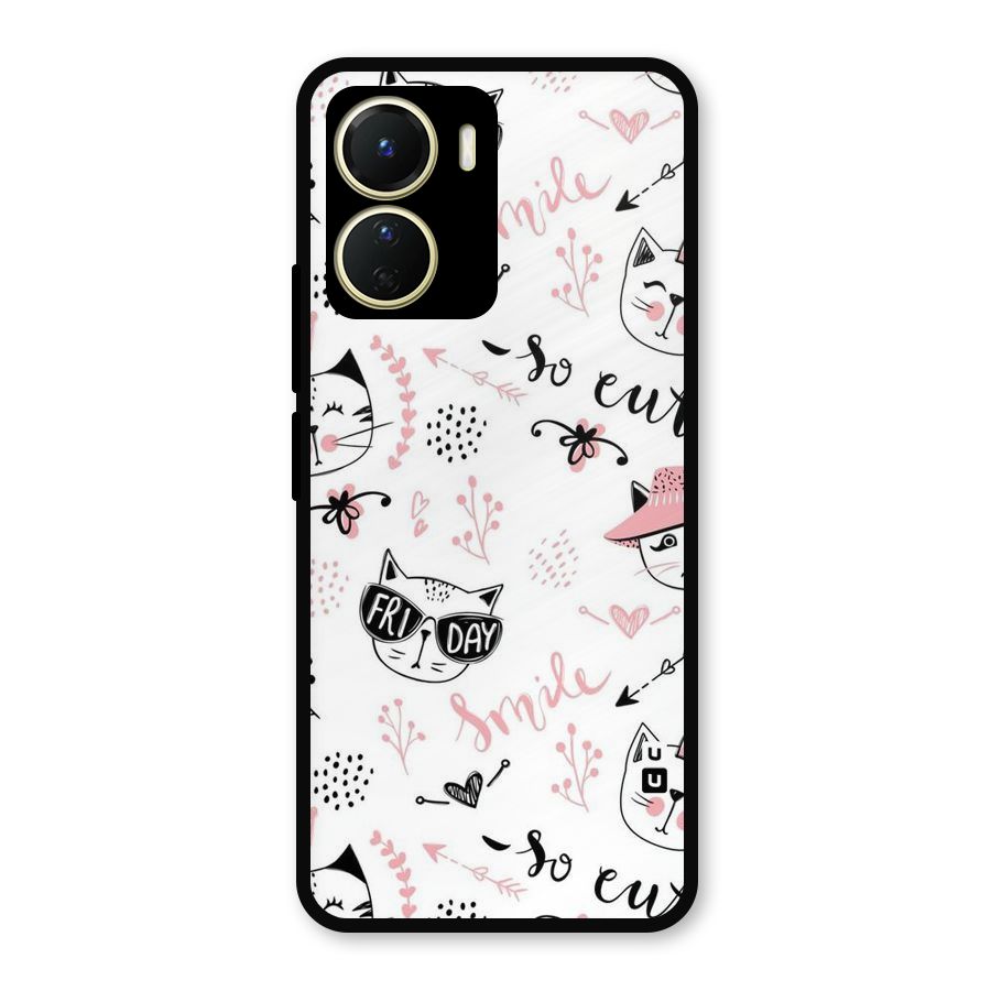 Cute Cat Swag Metal Back Case for Vivo Y16