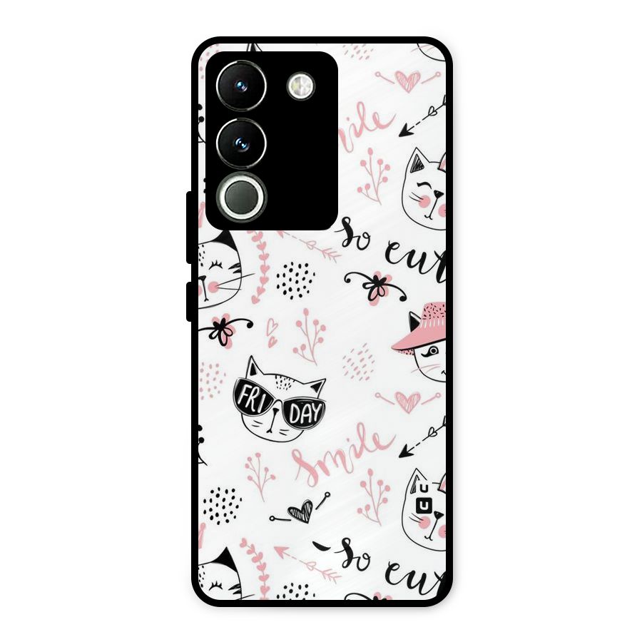 Cute Cat Swag Metal Back Case for Vivo Y200