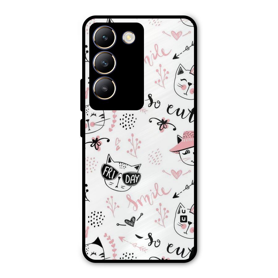 Cute Cat Swag Metal Back Case for Vivo Y200e