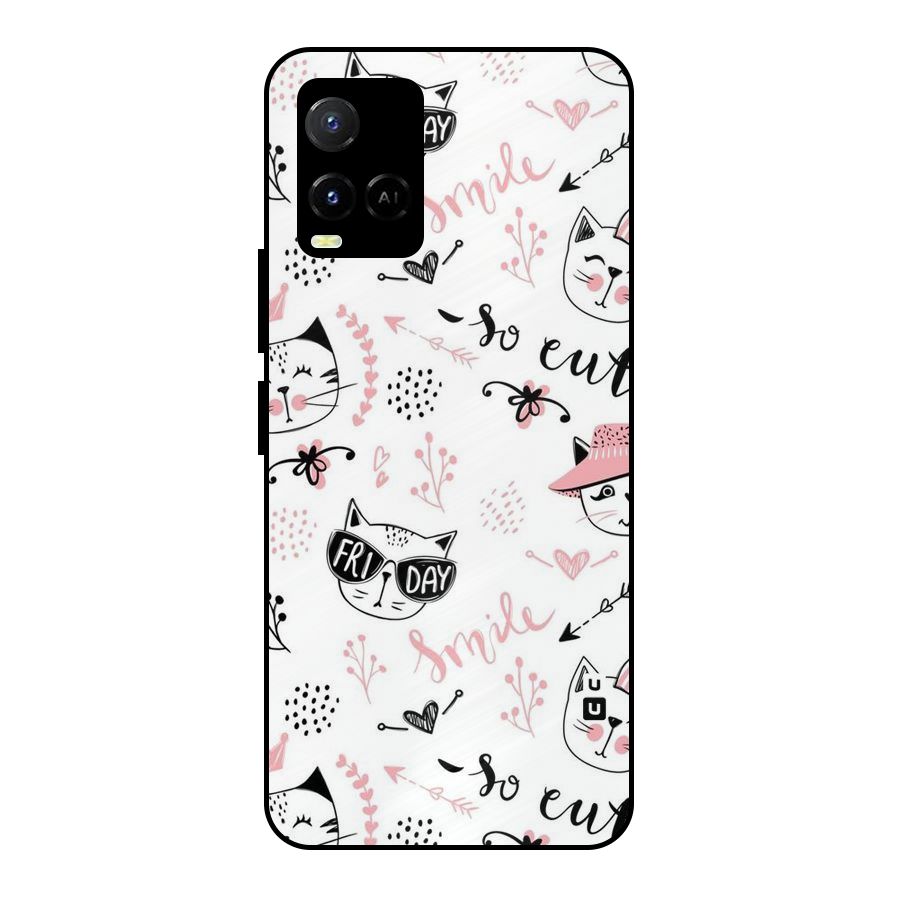 Cute Cat Swag Metal Back Case for Vivo Y21
