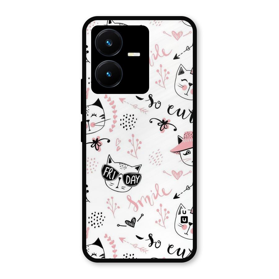 Cute Cat Swag Metal Back Case for Vivo Y22