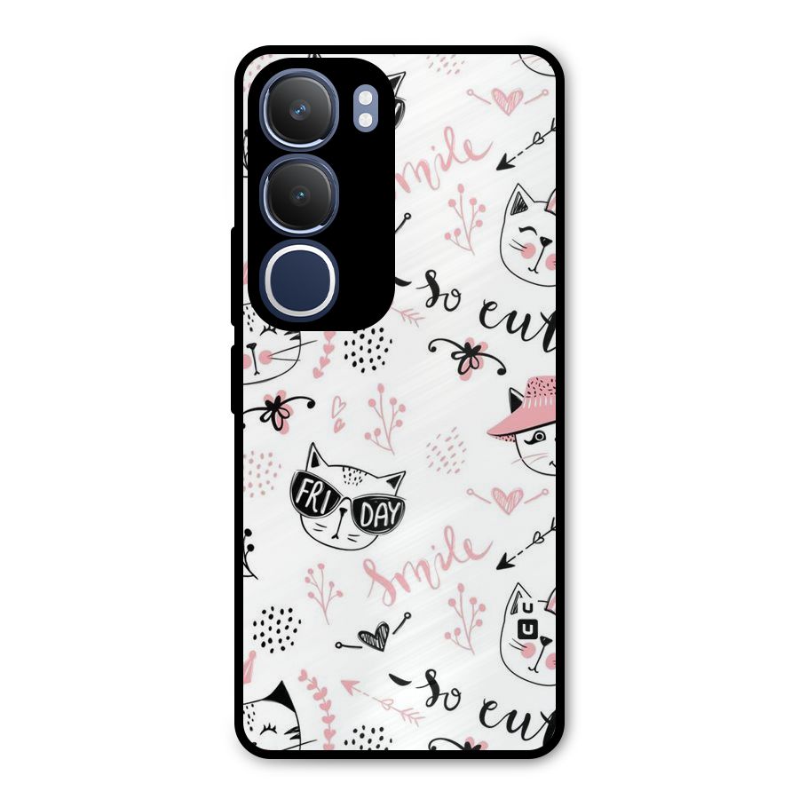 Cute Cat Swag Metal Back Case for Vivo Y29