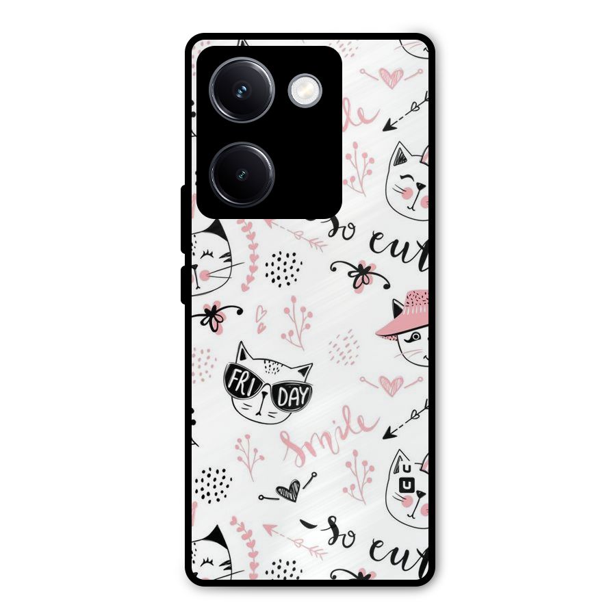 Cute Cat Swag Metal Back Case for Vivo Y300 Plus