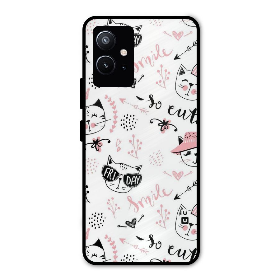 Cute Cat Swag Metal Back Case for Vivo Y75 5G