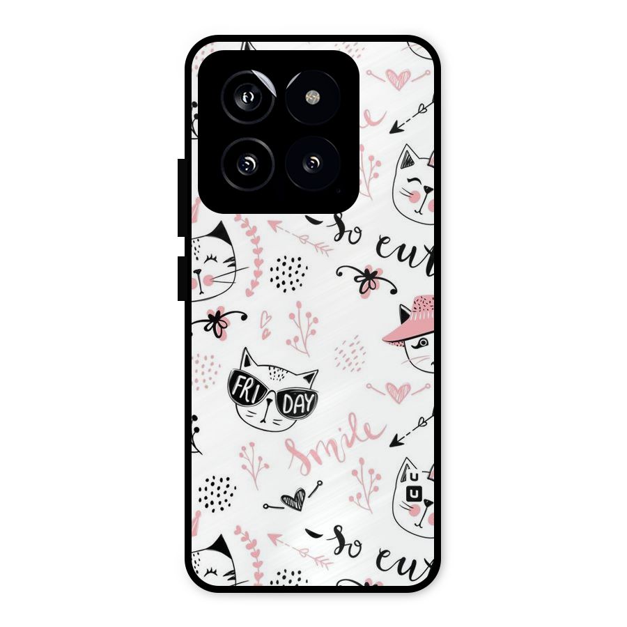 Cute Cat Swag Metal Back Case for Xiaomi 14