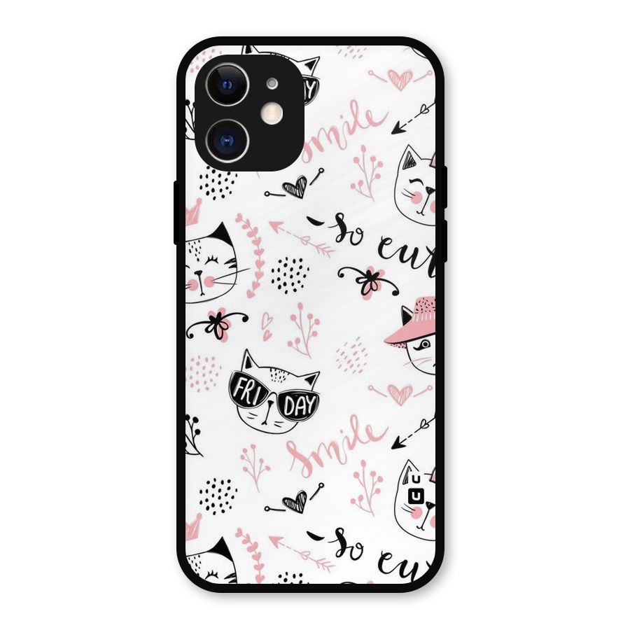 Cute Cat Swag Metal Back Case for iPhone 12