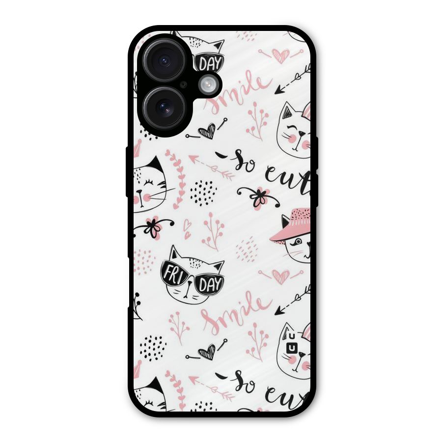 Cute Cat Swag Metal Back Case for iPhone 16