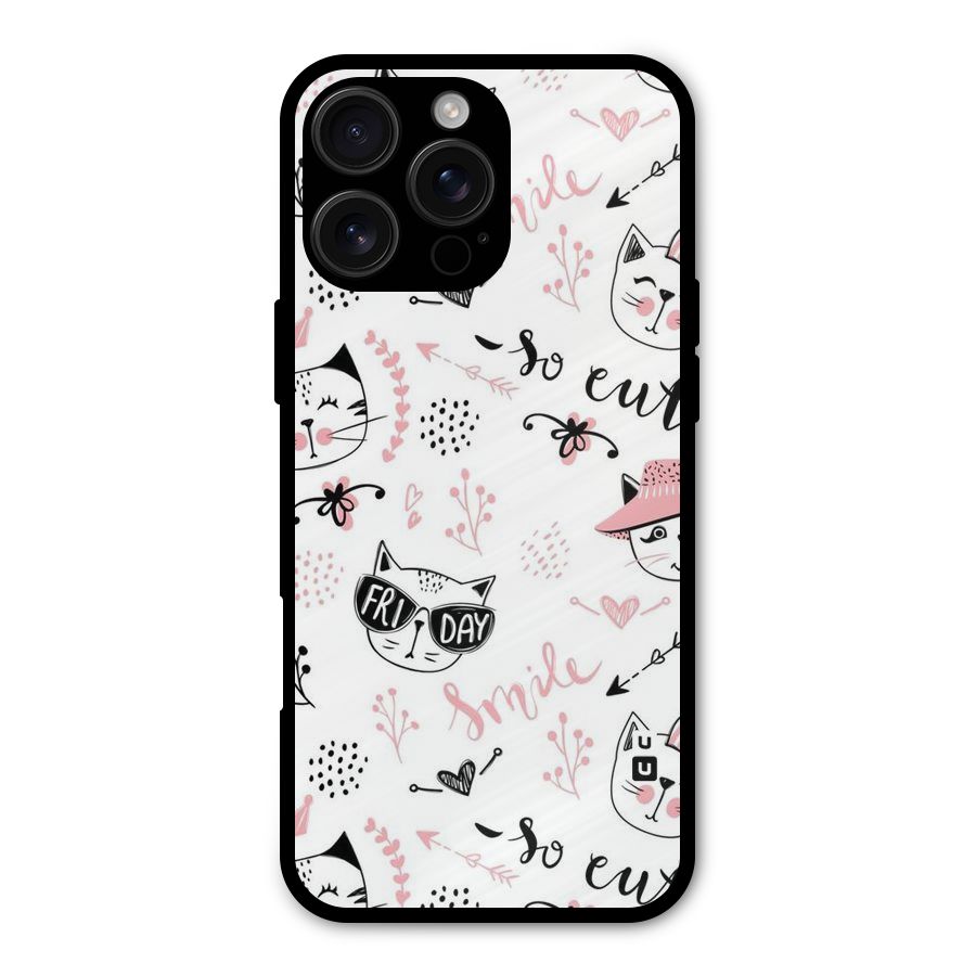 Cute Cat Swag Metal Back Case for iPhone 16 Pro Max