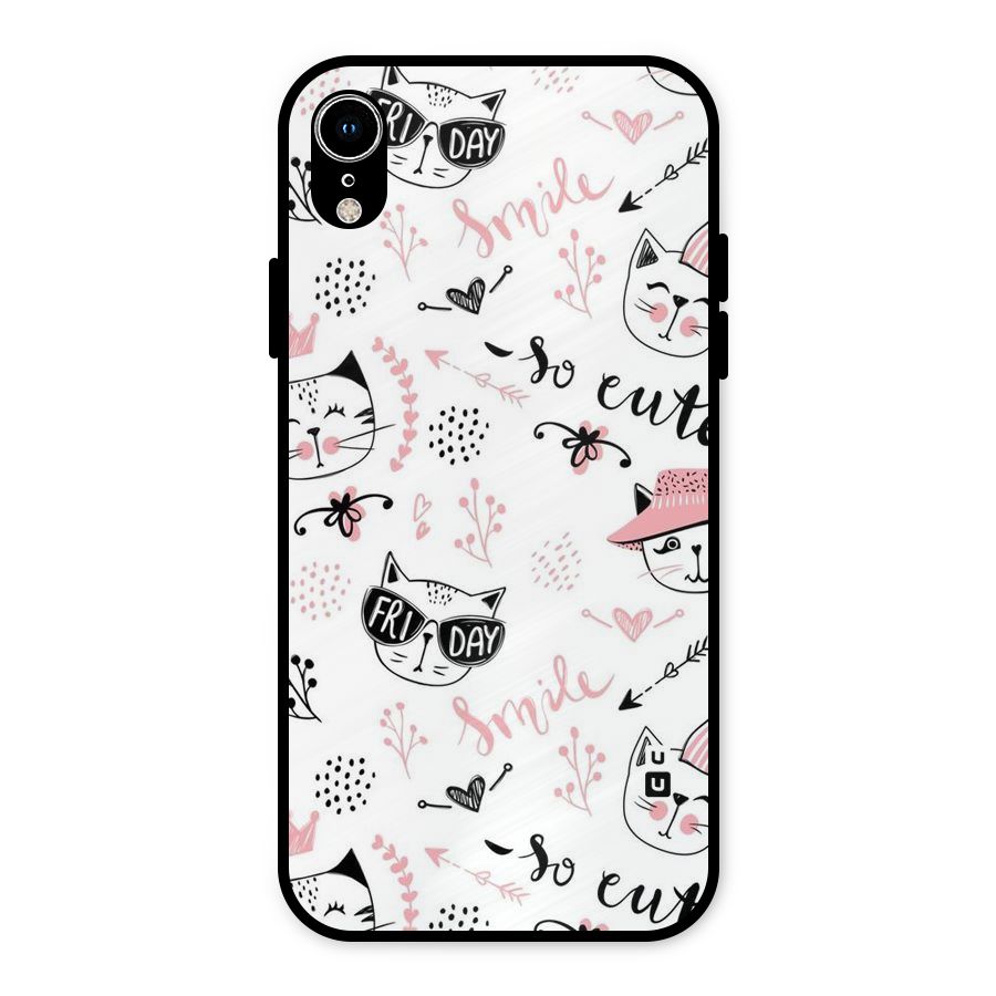 Cute Cat Swag Metal Back Case for iPhone XR