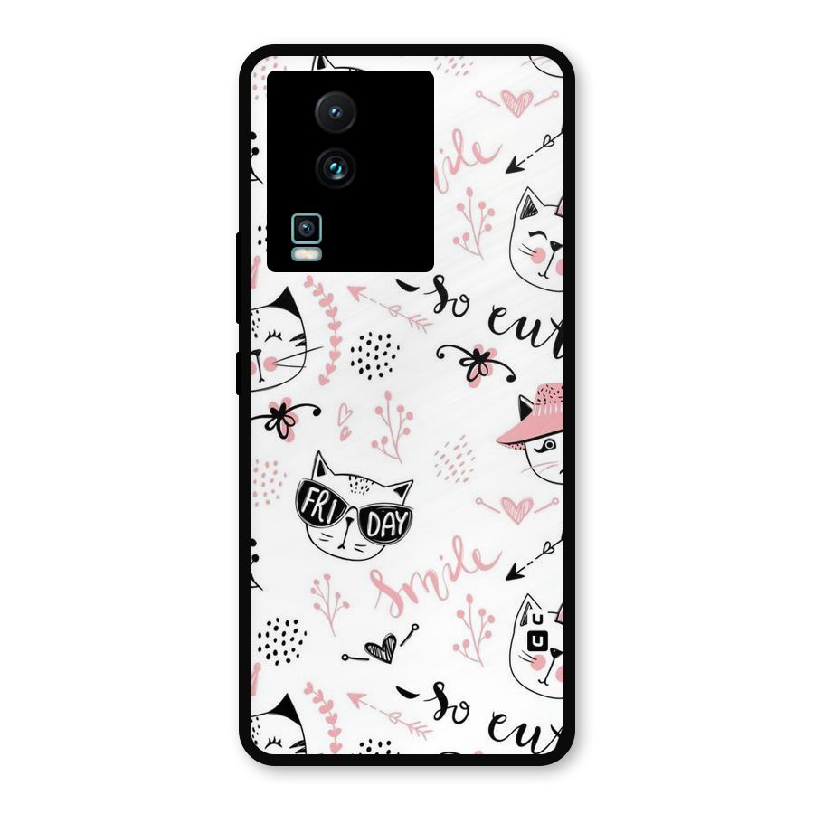 Cute Cat Swag Metal Back Case for iQOO Neo 7
