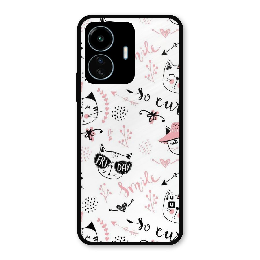 Cute Cat Swag Metal Back Case for vivo iQOO Z6 Lite 5G