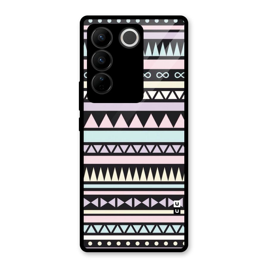 Cute Chev Pattern Glass Back Case for Vivo V27 Pro