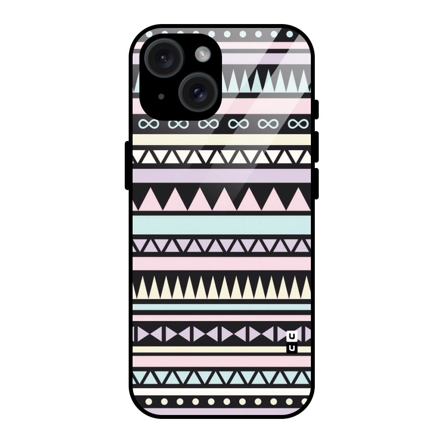 Cute Chev Pattern Glass Back Case for iPhone 15