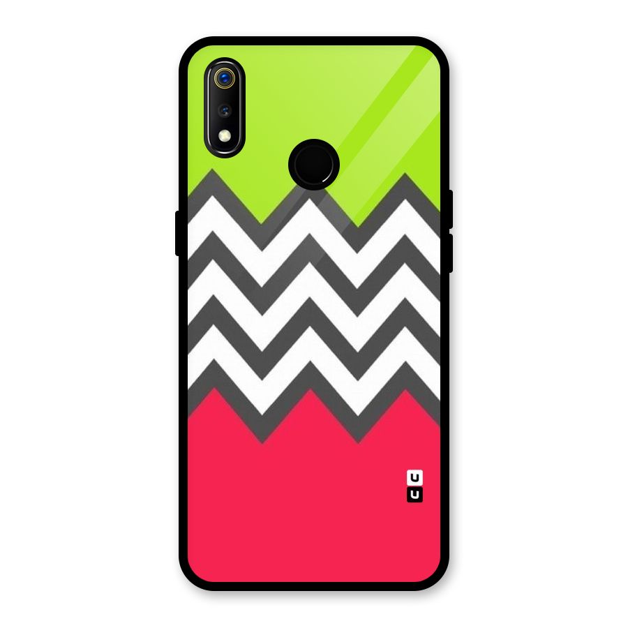 Cute Chevron Glass Back Case for Realme 3