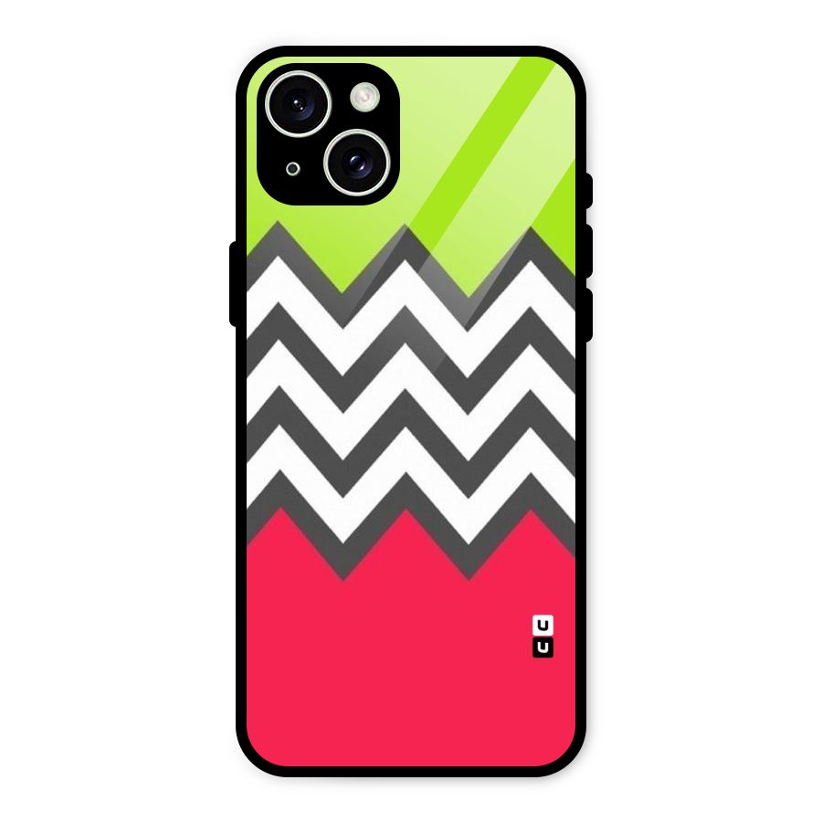 Cute Chevron Glass Back Case for iPhone 15 Plus