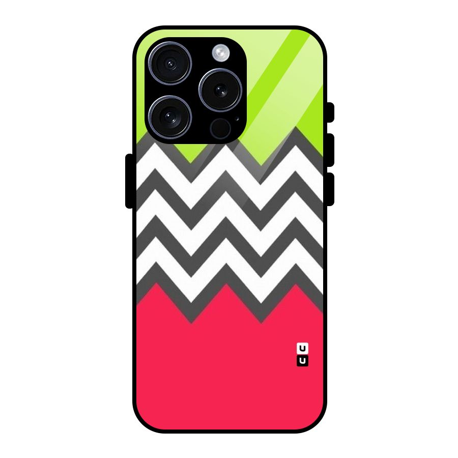 Cute Chevron Glass Back Case for iPhone 15 Pro