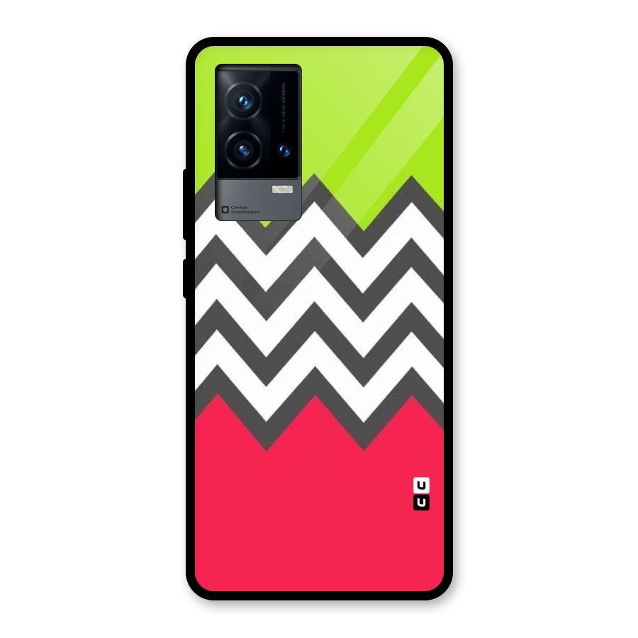 Cute Chevron Glass Back Case for iQOO 9 5G