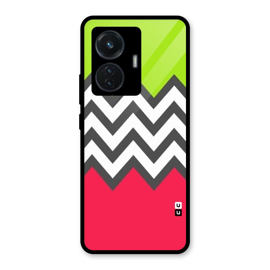 Cute Chevron Glass Back Case for iQOO Z6 44W