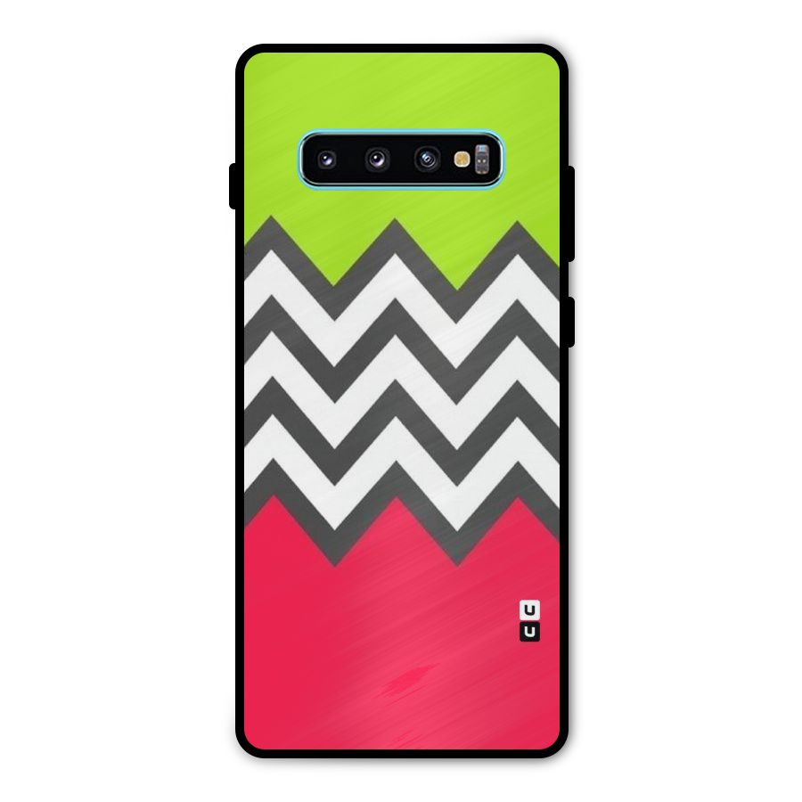 Cute Chevron Metal Back Case for Galaxy S10 Plus