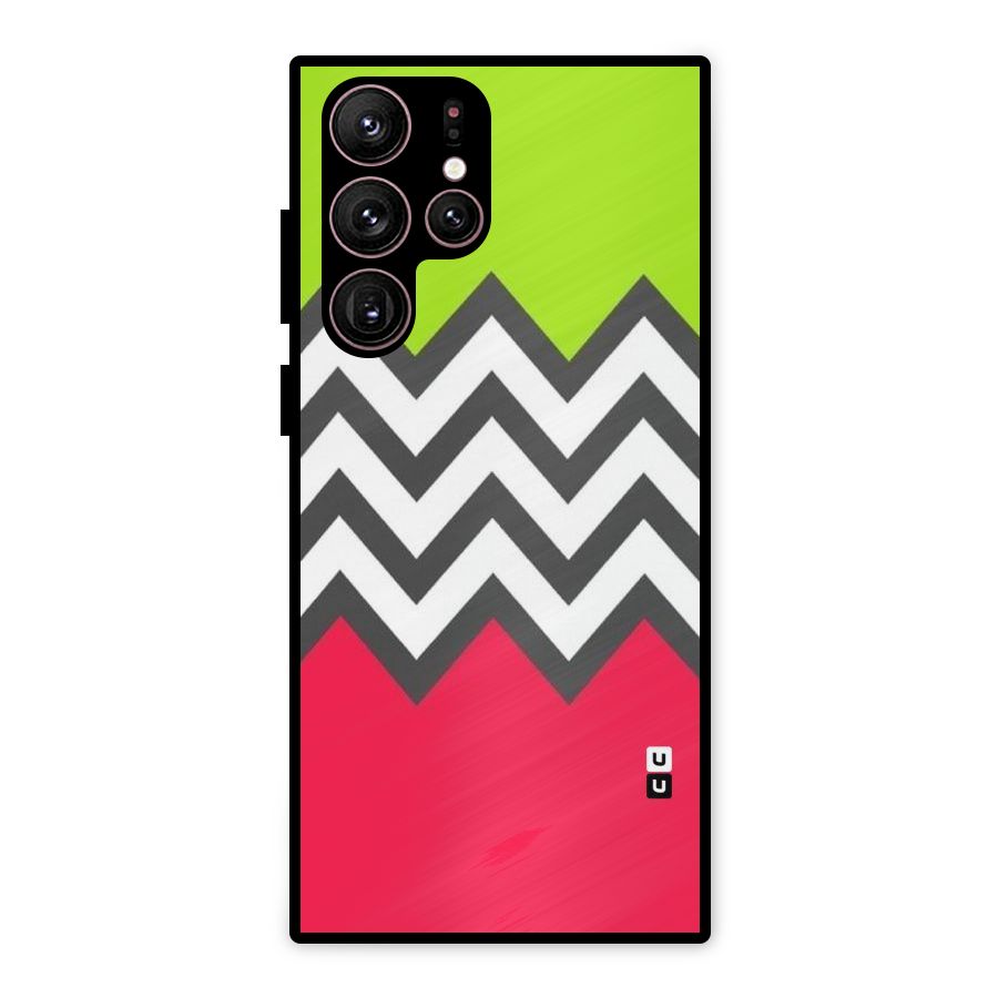 Cute Chevron Metal Back Case for Galaxy S22 Ultra 5G