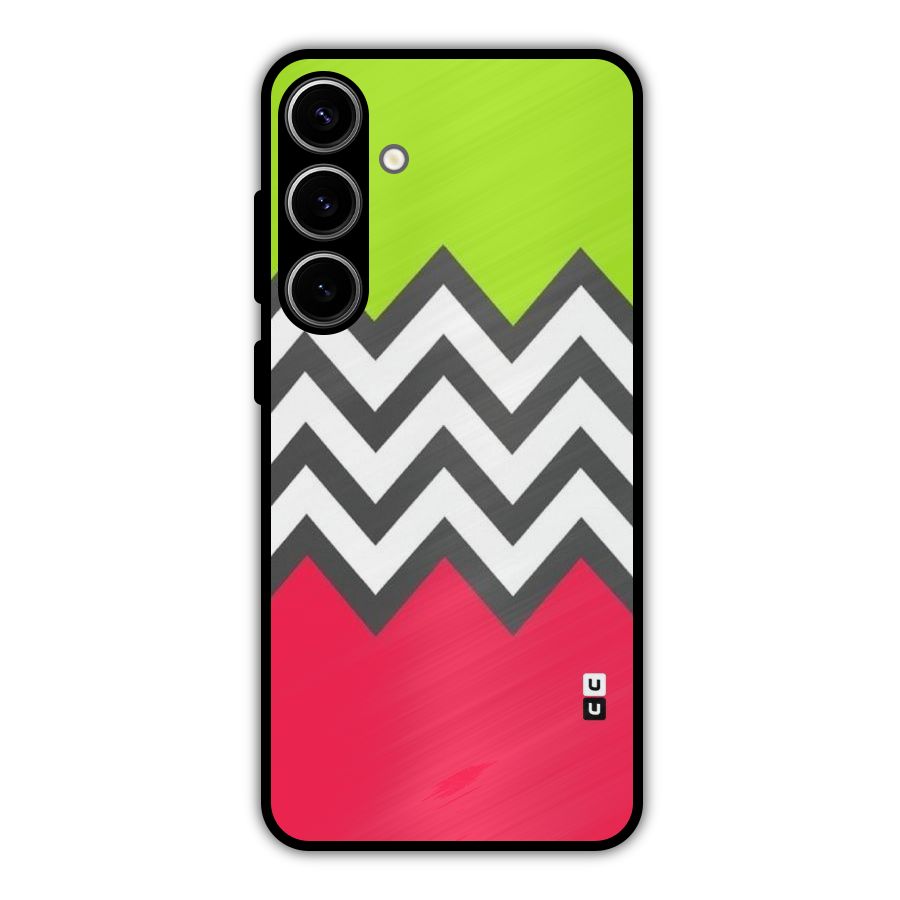 Cute Chevron Metal Back Case for Galaxy S24 Plus