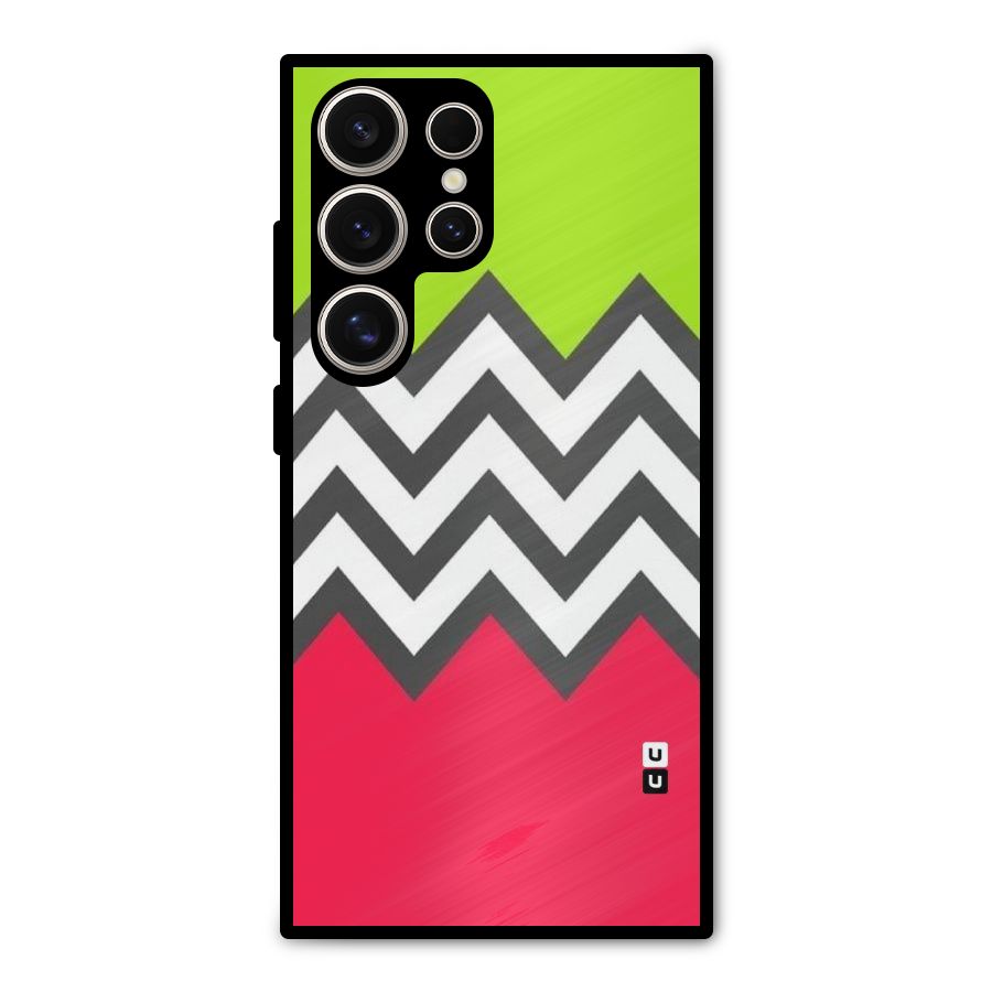 Cute Chevron Metal Back Case for Galaxy S24 Ultra