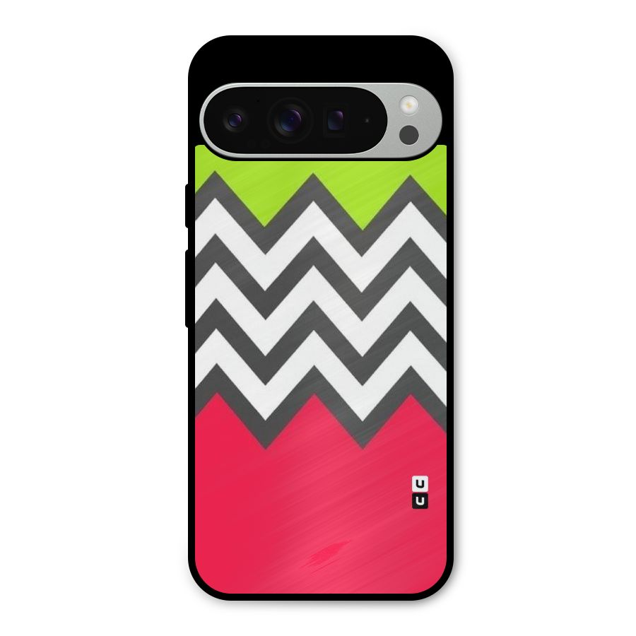 Cute Chevron Metal Back Case for Google Pixel 9 Pro XL