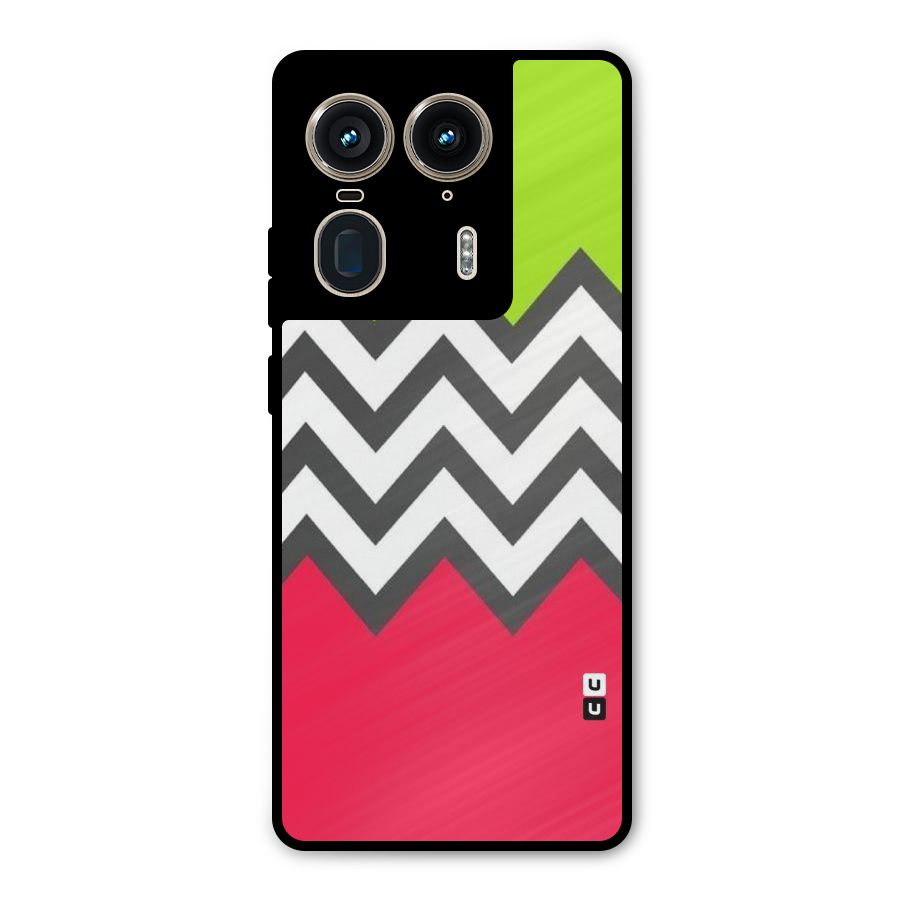 Cute Chevron Metal Back Case for Motorola Edge 50 Ultra