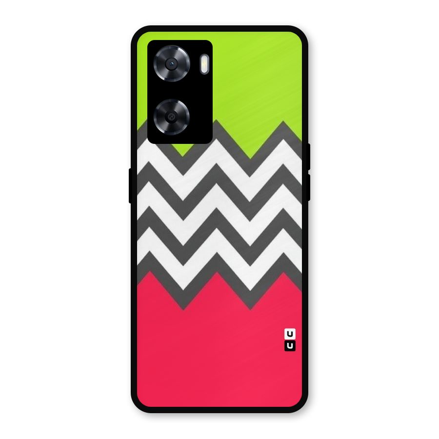 Cute Chevron Metal Back Case for Oppo A57 2022