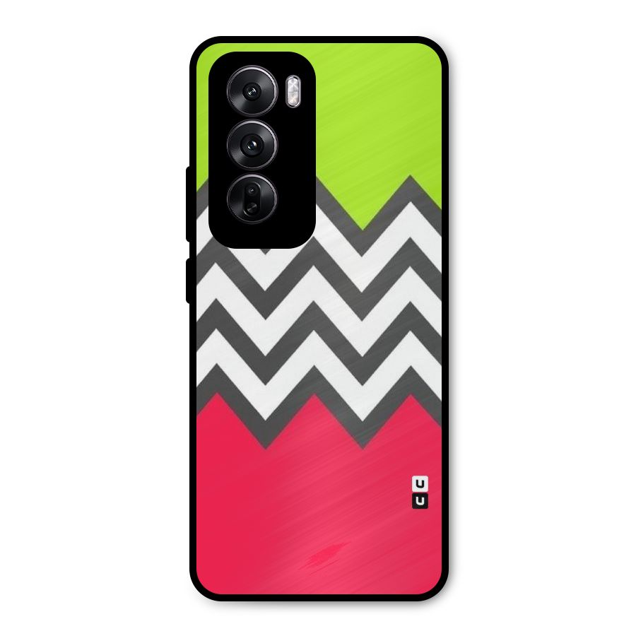 Cute Chevron Metal Back Case for Oppo Reno12