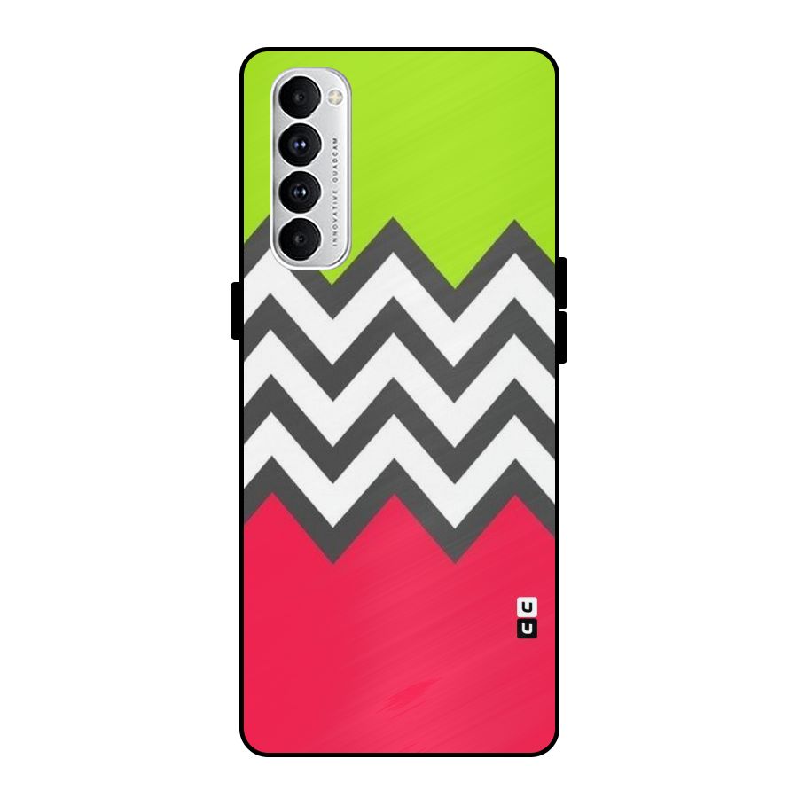 Cute Chevron Metal Back Case for Oppo Reno4 Pro