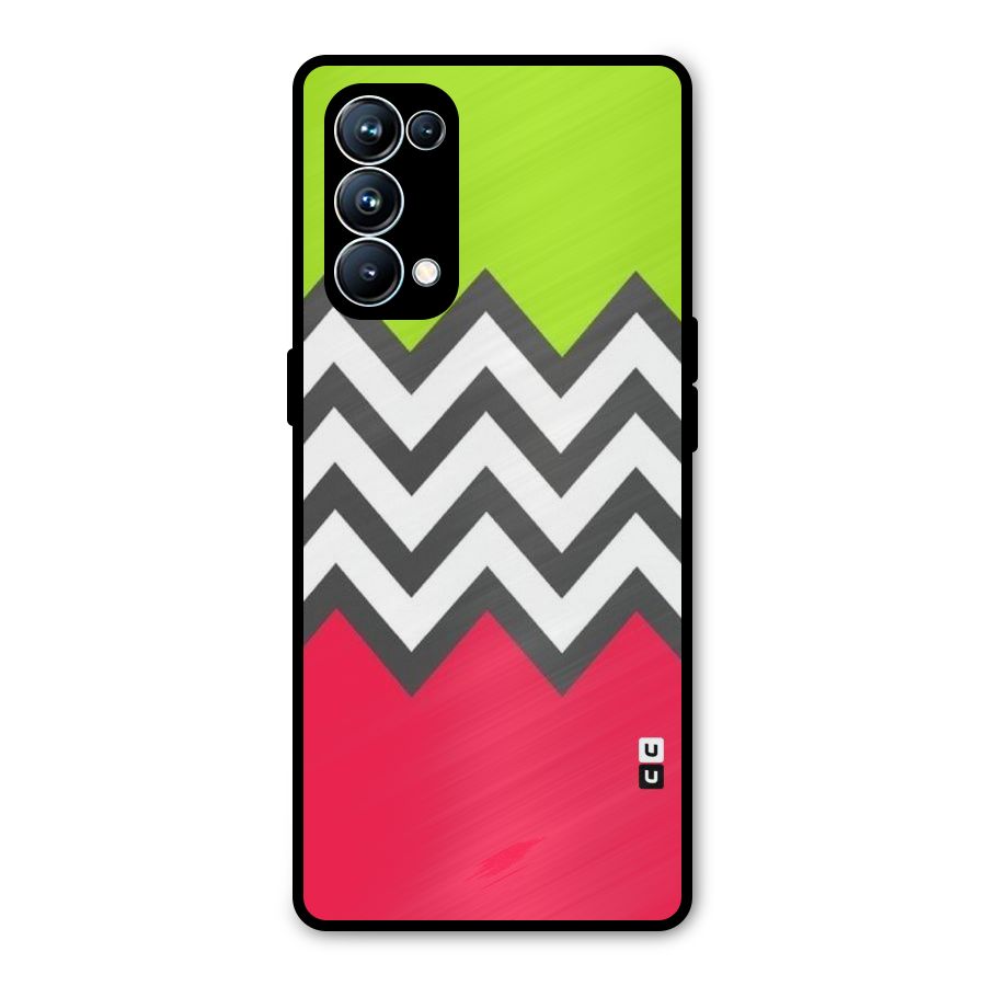 Cute Chevron Metal Back Case for Oppo Reno5 Pro 5G