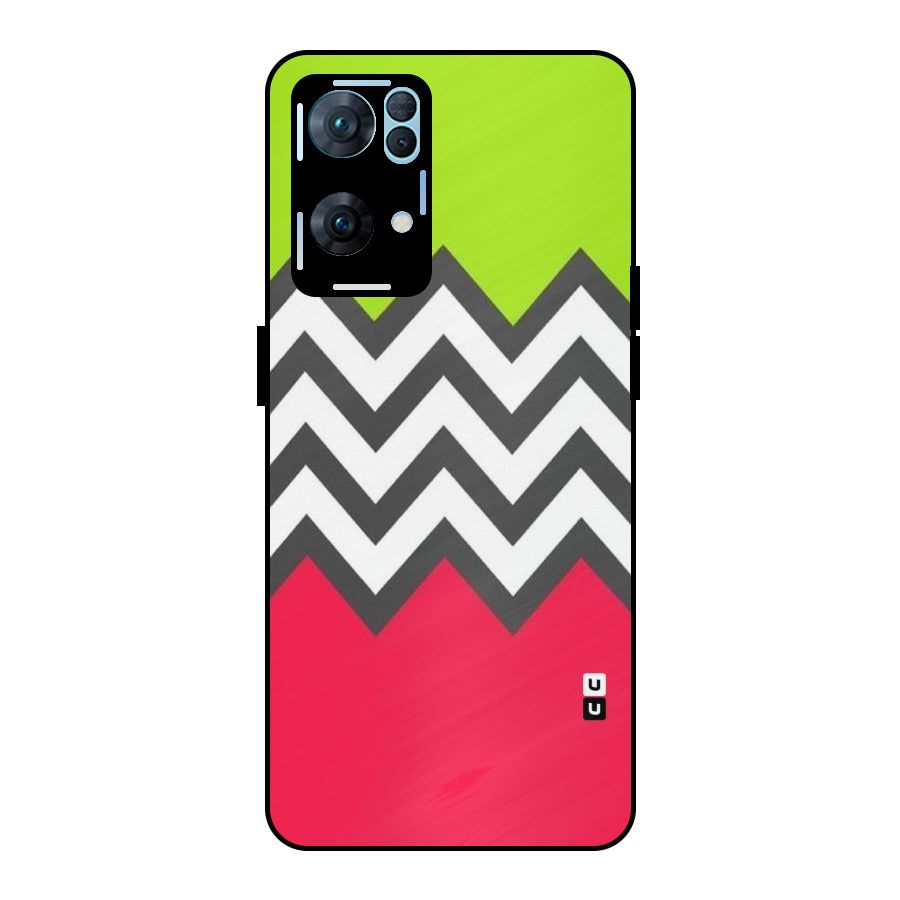 Cute Chevron Metal Back Case for Oppo Reno7 Pro 5G